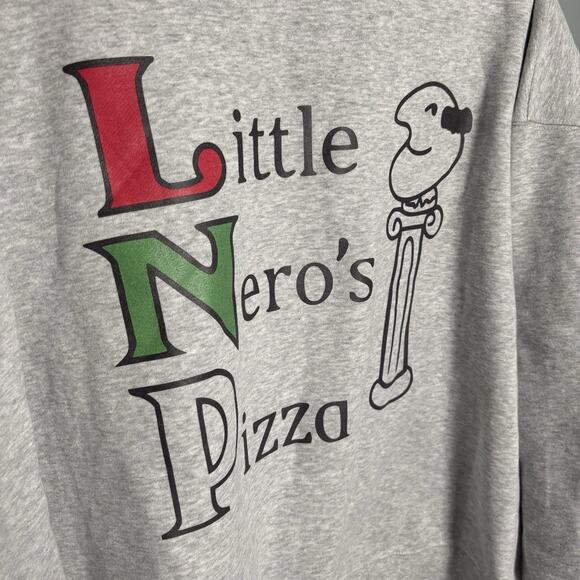 Home Alone Little Nero’s Pizza Women’s Small Medium Oversized Sweatshirt Gray - Picture 2 of 7